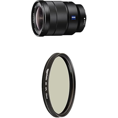 Sony 16-35mm Vario-Tessar T FE F4 ZA OSS E-Mount Lens with Amazon Basics Circular Polarizer Lens - 72 mm