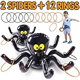 Max Fun Halloween Inflatable Spiders Ring Toss Game Set - Pack of 2 for Kids Carnival School Party Favor Supplies Holiday Decoration Novelty Toy Outdoor Indoor Lawn Garden Backyard Spooky Creepy Game