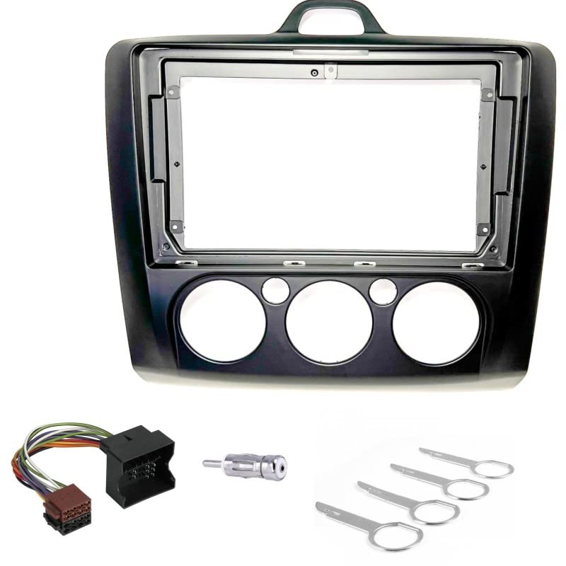Sound-way - 9" inch Car Radio Stereo,in dash Front Panel Frame compatible with FORD Focus 2005-2011 Manual Clima