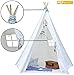 Teepee Tent for Kids | White Kids Teepee Tent | Tipi Tents Indoor Outdoor | Play Tent Foldable 7 Feet Tall - 5 Poles | Playhouse Tent | Large Childrens Teepee Tents Girls and Boys Kids