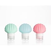 KISMETICS Leak Proof Squeezable Silicone Travel Bottles, Reusable, Refillable Bottles, Shell Shape, Sustainable, TSA Carry On