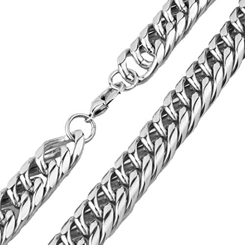 Men's 18mm Stainless Steel Curb Cuban Link Chain Necklace 16"-40"
