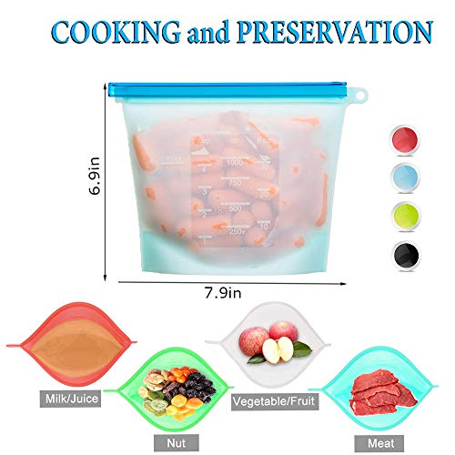 Reusable Silicone Food Storage Bags,VivianAI Airtight Seal Food Preservation Bags/Food Grade/Versati - //coolthings.us