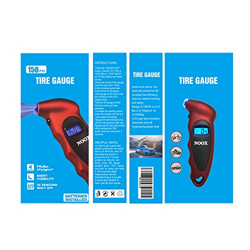 NOOX Tire Gauge Digital Tire Pressure Gauge for Bicycle Car Truck Jeep Sedan Limousine Wagon Coupe CV/EV/SUV/PV/PC Roadster Convertible Van BUS Taxi Ambulance Motor Bicycle 150 PSI - Thumbnail 7