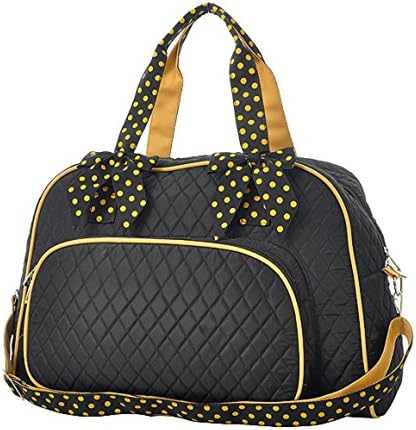 Lar Lar Quilted Solid Large 20" Weekender Duffel Bag (Black/Yellow)