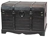 Antique Style Black Wooden Steamer Trunk, Coffee