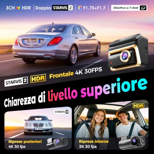 DDPAI Z90 Master 3 Kanal Dashcam Vorne Hinten Innen (4K+4K+3K), Dual STARVIS 2 IMX678 3 HDR Dashcam Car, 64GB EMMC+128GB Karte Dash Cam, Inkl.CPL, Nacht, GPS/ADAS/KI, WLAN, 4G LTE, 24H Park WWache,IPS
