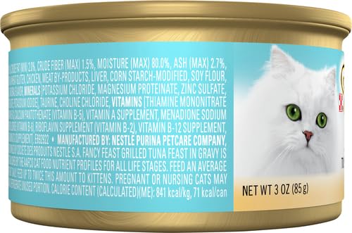 FANCY FEAST GOURMET WET CAT FOOD, TUNA FEAST IN GRAVY, GRILLED, 3 OUNCE SINGLE CAN