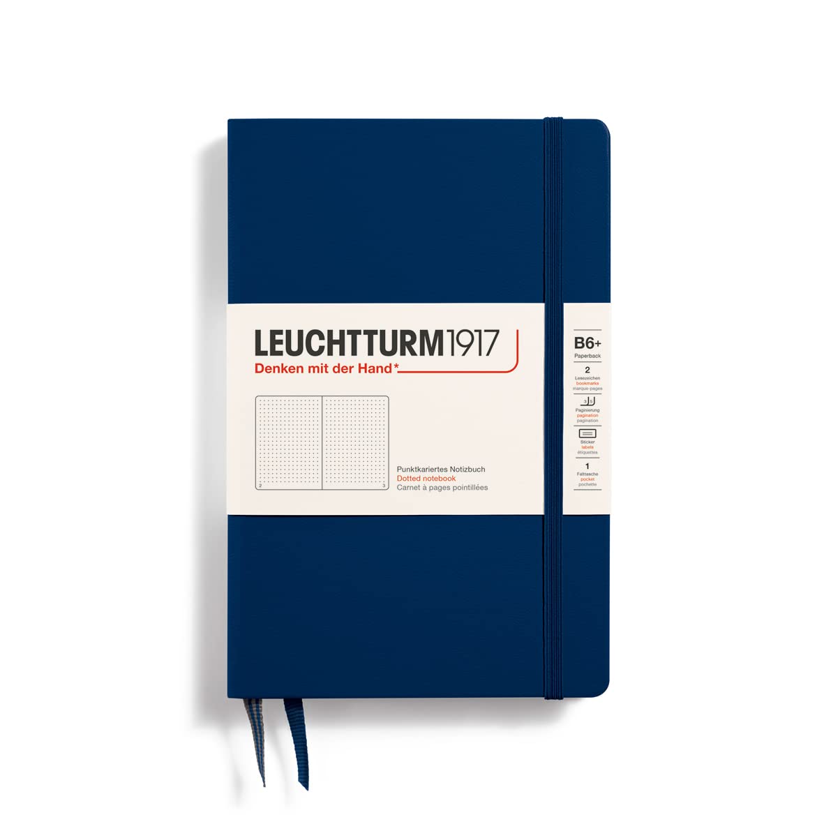 LEUCHTTURM1917 368509 Notebook Paperback (B6+), Hardcover, 219 Numbered Pages, Navy, Dotted — image 1