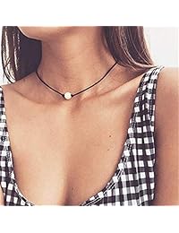 VALIJINA - Gargantilla de perlas de concha natural para mujer y niña, cuerda hecha a mano, estilo bohemio, hawaiano, playa, concha, gargantilla ajustable