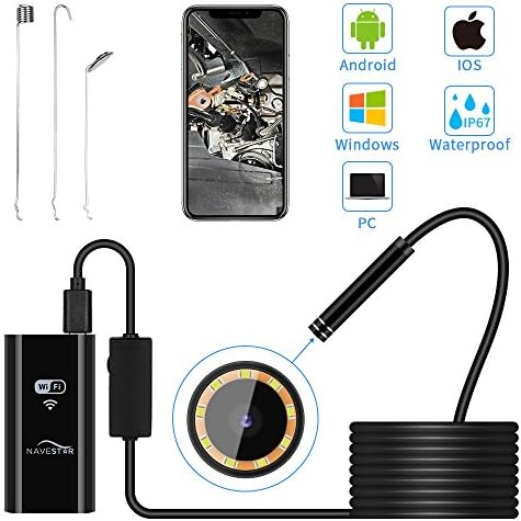 Wireless Endoscope, NAVESTAR WiFi Borescope Inspection Camera Waterproof 1080P FHD Snake Camera for Android and IOS Smartphone, iPhone, Samsung, Tablet (16.4FT)