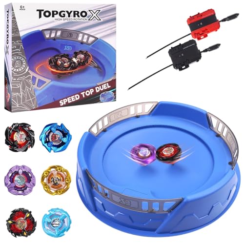 DEZAWRTY X Spinner Set, 6 Battle Spinners, 2 Launchers and Arena for 6 Boys