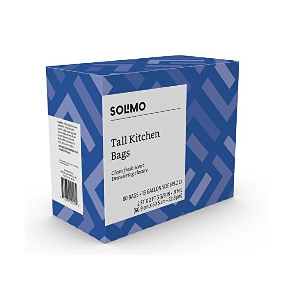 Amazon Brand Solimo Tall Kitchen Drawstring Trash Bags, Clean Fresh