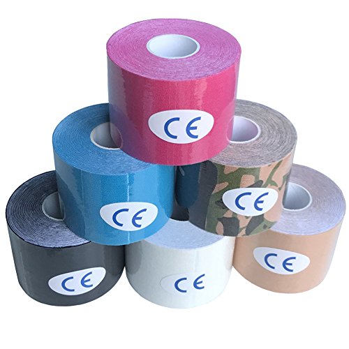 Viewm Kinesiology Tape Bulk for Athletic Recovery, 6-Pack Breathable Waterproof Elastic Sports Tapes, 2 inch x 16.5 foot Uncut Roll (Multi-Colored) - Thumbnail 7