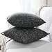 Kevin Textile Soft Solid Lined Linen Pillow Cover Durable Pillowcase Fashion Striped Star Cushion Cover, 66 x 66 cm, Set of 2, Black