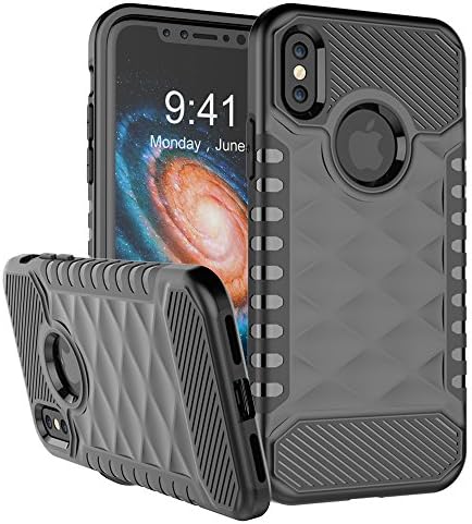iPhone X Case, Anwish [Creative] Heavy Duty Protection Slim Protective Dual Layer Armor Defender Protective Case Cover for iPhone X (Black)