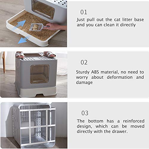 JUNSPOW Cat Litter Boxes Litter Boxes for Large Cats Foldable Litter