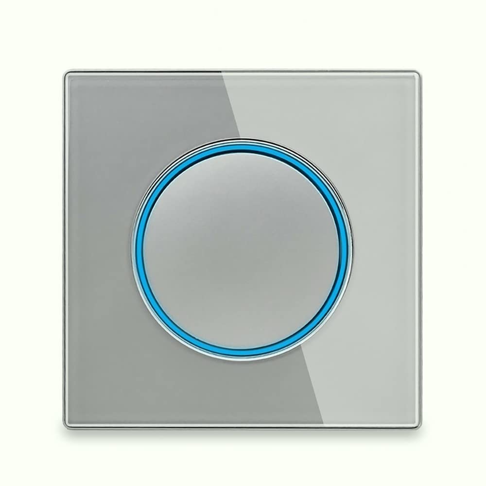 Circle 1/2/3/4 gang 2 way Push Button Wall Light Switch Glass Frame Light LED Indicator (grey 1 gang 2 way) — image 1