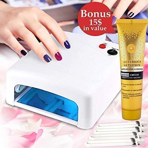 Get A Perfect Manicure At Home With Nail Polish Dryer For Gel And Acrylic Manicure Pedicure Electric Portable 36W LED Curing Lamp Quick Dry For Fingernail And Toenail + European Hand Cream +E-Book