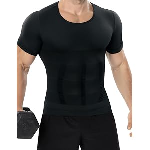 JESIDO Compression Shirt Men Short Sleeve Workout Body Shaper Tops | Mens Slimming Undershirt; Instant Shaping; Seamless & In