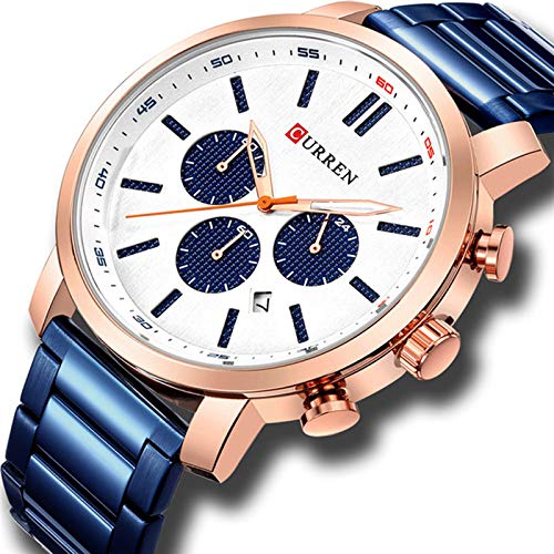 Curren 8315 - Reloj de pulsera para hombre, diseño de zona horaria analógica, color azul - Imagen 2