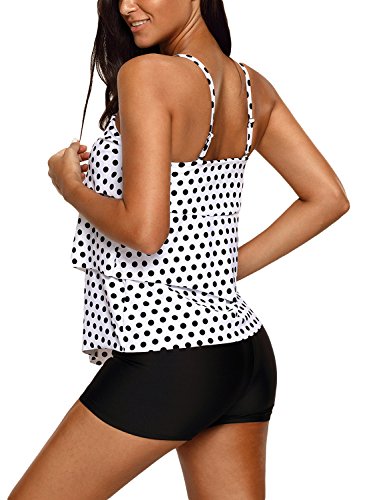 Layered Printed Spaghetti Strap Purple Tankini Set Layered Printed Spaghetti Strap Purple Tankini Set