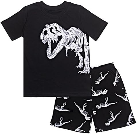 Boys Dinosaur Pajamas Super Cute Toddler Pjs Sleepwear 100% Cotton Black 4T