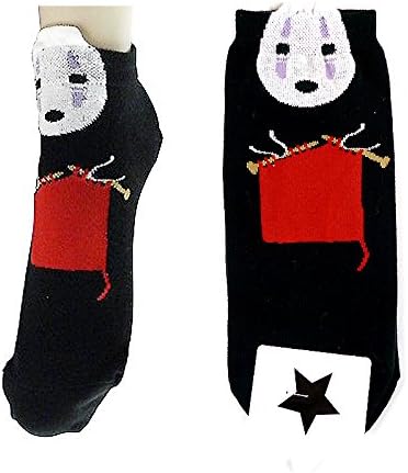 1 Pair of Studio Ghibli Sprited Away Kaonashi No-Face Character Low Cut Fashion Socks (One Size)