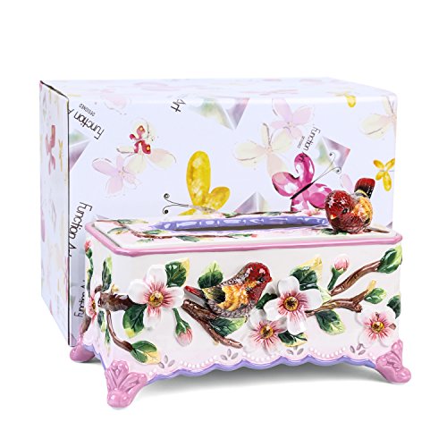 FORLONG FL9003 Ceramic Facial Tissue Dispenser Box Paper Dispenser Box Tissue Holder for Bathroom Vanity-Dogwood