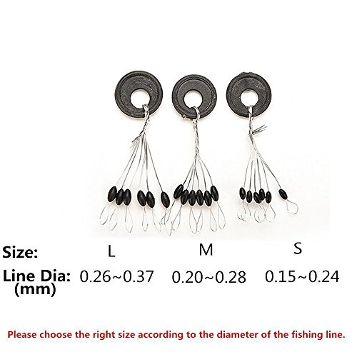 VIPMOON 100 Pcs Fishing Rubber Bobber Beads Stopper, 6 in 1 Float Sinker Stops, Black Oval, Float Stop Available, L