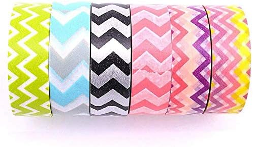 MCpinky Christmas Wave Stripe Washi Masking Tape Set Decorative Craft Tape Collection Set 6 Rolls(0.6" x 32.8ft)
