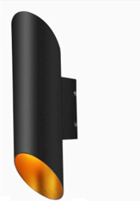 FTYYSWL Wandleuchte mit 2 Leuchten, mattschwarz und goldfarbenes Blatt