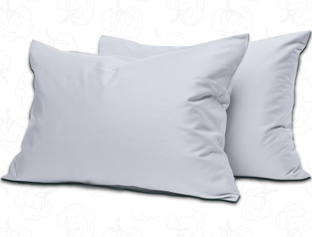 MistyMorning Pillow Cases 2 Pack Soft & Premium Quality Bedding & Linen, Egyptian Cotton 200 Thread Count, Breathable & Envelope Closure in Standard Size (50x75+15 cm) (Silver Grey, Pack of 2)