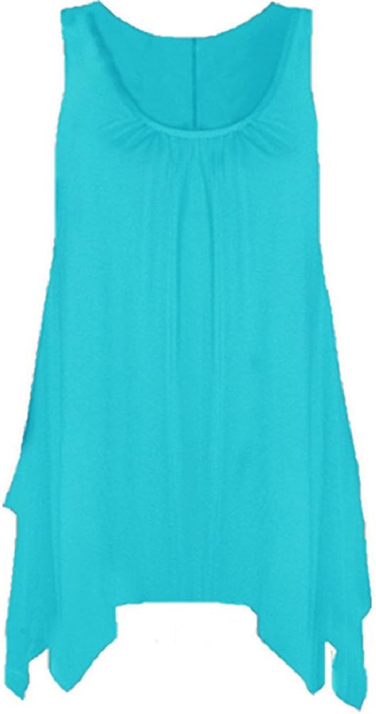 Women Hanky Hem Top Flared Swing Vest Sleeveless Hanky Vest Tank Top Plus Sizes