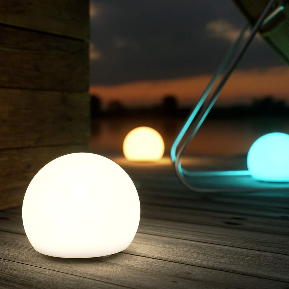 Shapelights® Indoor Outdoor USB Chargeable Solar Powered Colour Changing Mood Lights - Mini Sphere 20cm