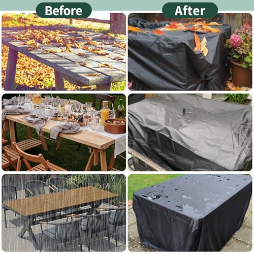 Funshot Patio Furniture Covers, 300x250x90 cm, Large Outdoor Furniture Cover Waterproof, 420D Oxford Fabric Garden Furniture Covers Waterproof for Outdoor Patio Table Cover, Rattan Sofa Set Covers