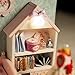 Ogrmar Wooden Dollhouse Miniatures DIY House Kit with Cover and Led Light-Happiness World