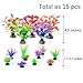 KIBUN 15 Piece Set Aquarium Decor Fish Tank Decoration Ornament Artificial Purple/Navy/Green/Red Plastic Plant (S/M Size 15 Piece)thumb 2