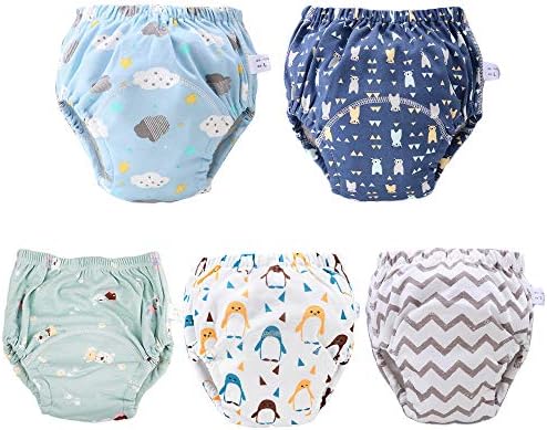 U0U Baby Toddler 5 Pack Training Pants for Boys and Girls Assortment Potty Training Underwear Cotton Waterproof Pant