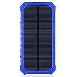 Solar Charger, Solar Power Bank 15000mAh Dual USB External Battery Charger Backup Battery Pack with 6LED Flashlight Solar Panel Charger for Bluetooth iPhone HTC Nexus Camera Tablet-Blue