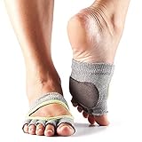 toesox Women's Releve Half Toe Grip for Dance, Yoga, Pilates, and Barre Toe Socks With LEATHER PAD