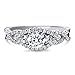 BERRICLE Rhodium Plated Silver Halo 3-Stone Woven Promise Engagement Ring Made with Swarovski Zirconia Round