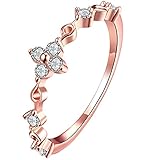 BOHG Jewelry Women's 18k Rose Gold Plated Cubic Zirconia Cz Flower Eternity Ring Engagement Wedding Band