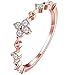 BOHG Jewelry Women's 18k Rose Gold Plated Cubic Zirconia Cz Flower Eternity Ring Engagement Wedding Band