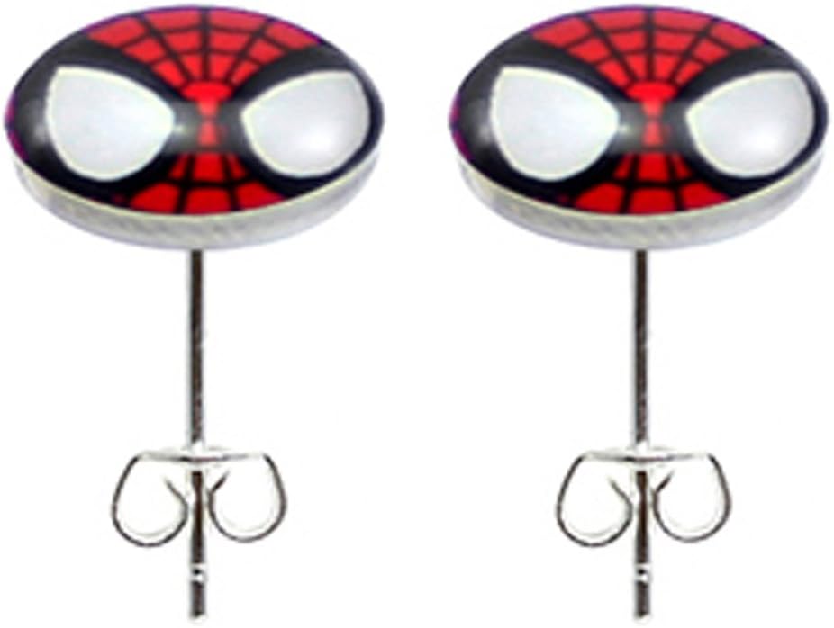 Stainless steel fashion stud earrings by BodyTrend -Spiderman symbol