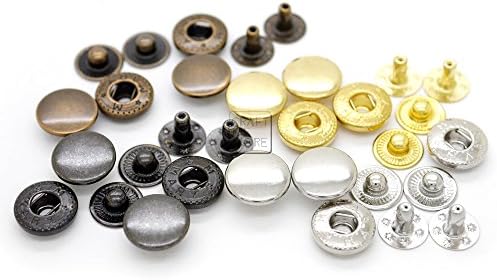 CRAFTMEmore 100Pack Multi-Size &amp; Colors Snap Buttons S-Spring Socket Popper Fasteners Jacket Bag Closures (Silver, 8mm (0.31"))