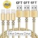 Lightning cable, FEIPUKER 3 PACK (6FT) Nylon Braided Charging Cable Cord Lightning to USB Cable Charger Compatible for IPhone 7/ 7 Plus/6/6s/6 plus/6s plus/ 5c/5s,iPod, iPad, and More (3 PACK Gold)
