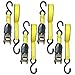 Ratchet Tie Down Strap – 4 Pack – 1 Inch – 15 Feet – 500 LBS Working Load – 1500 LB Break Strength – Cam buckle Alternative – Cargo Straps Perfect for Moving Appliances, Lawn Equipment, Motorcycle, ATV by Everest