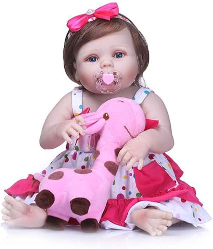 Amazon Co Jp 22 56cm新生児人形 リアルな生まれ変わった人形赤ちゃんフルボディシリコンビニール幼児かわいいキリン重み付き赤ちゃんクリスマスギフト子供用おもちゃ ホーム キッチン
