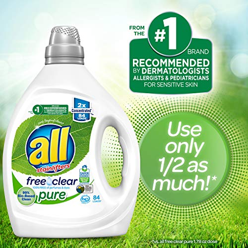 all Liquid Laundry Detergent, Free Clear Pure, 99% Biobased, Unscented and Hypoallergenic, 2X Concentrated, 84 Loads - Image 3